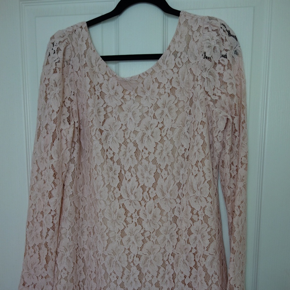 Calvi Klein rose cream lace midi dress
